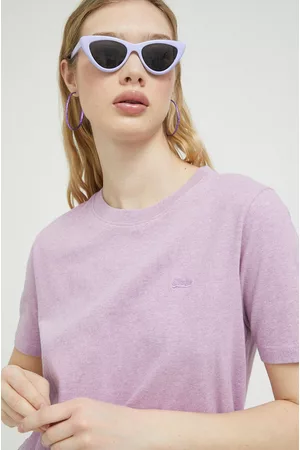 Superdry T-shirt bawełniany kolor fioletowy