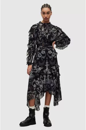 AllSaints Sukienka kolor czarny midi oversize