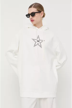Pinko Kobieta Oversize - Sukienka bawełniana kolor beżowy mini oversize