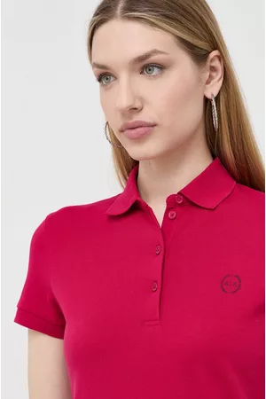 Armani Exchange Kobieta T-shirty z Krótkimi Rękawami - Polo bawełniane kolor różowy
