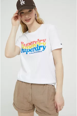 Superdry Kobieta T-shirty z Krótkimi Rękawami - T-shirt bawełniany kolor biały