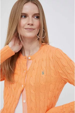 Ralph Lauren Kobieta Swetry i Pulowery - Kardigan bawełniany damski kolor pomarańczowy