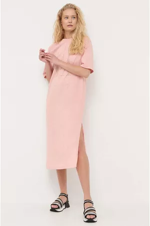 Armani Exchange Kobieta Oversize - Sukienka kolor różowy maxi oversize