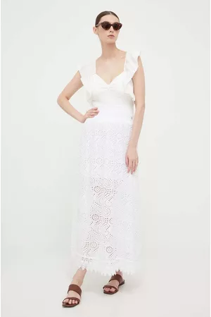 Guess Spódnica bawełniana kolor maxi rozkloszowana