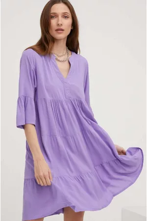 ANSWEAR Kobieta Oversize - Sukienka kolor fioletowy mini oversize