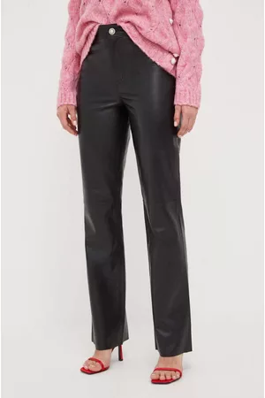 Custommade Kobieta Skórzane - Spodnie skórzane Paige damskie kolor czarny proste high waist