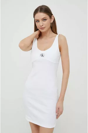 Calvin Klein Kobieta Sukienki dopasowane - Sukienka kolor biały mini dopasowana