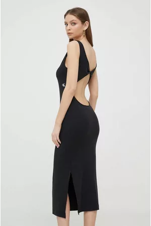 Calvin Klein Kobieta Sukienki dopasowane - Sukienka kolor czarny midi dopasowana