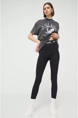 HUGO BOSS Kobieta Legginsy - Legginsy damskie kolor czarny z nadrukiem