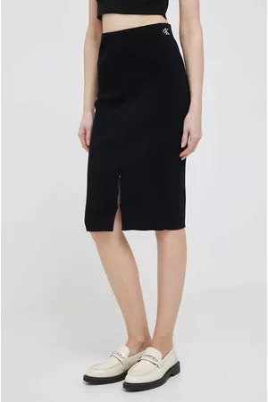 Calvin Klein Kobieta Spódnice ołówkowe - Spódnica kolor czarny midi ołówkowa