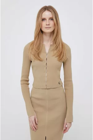 Calvin Klein Kobieta Swetry i Pulowery - Kardigan kolor beżowy