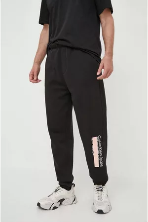 Calvin Klein Mężczyzna Dresowe - Spodnie dresowe kolor czarny z nadrukiem