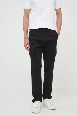 Calvin Klein Mężczyzna Bojówki - Spodnie męskie kolor czarny dopasowane
