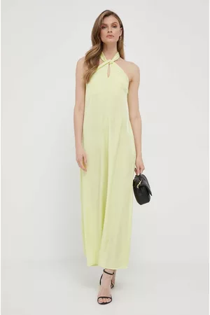 Sisley Kobieta Oversize - Sukienka kolor zielony maxi oversize