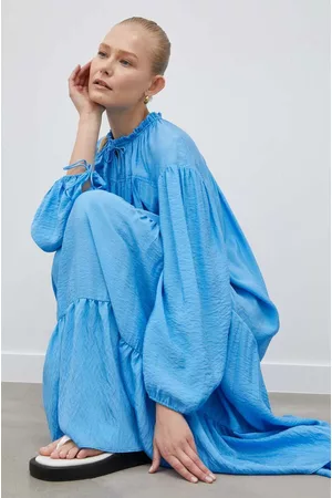 2nd Day Kobieta Oversize - Sukienka kolor niebieski maxi oversize