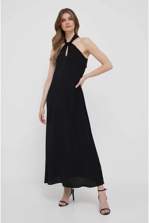 Sisley Kobieta Oversize - Sukienka kolor czarny maxi oversize