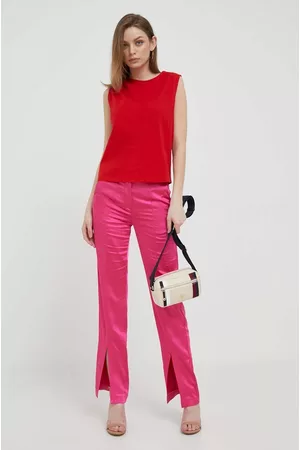 Benetton Spodnie damskie kolor proste high waist