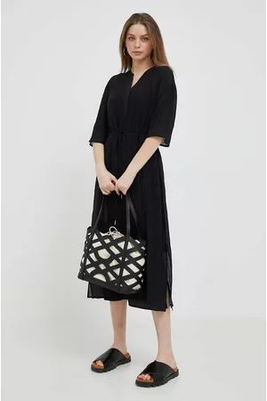 DKNY Kobieta Oversize - Sukienka kolor czarny midi oversize
