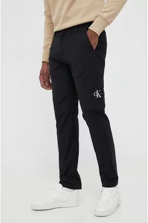 Calvin Klein Mężczyzna Bojówki - Spodnie męskie kolor czarny w fasonie cargo