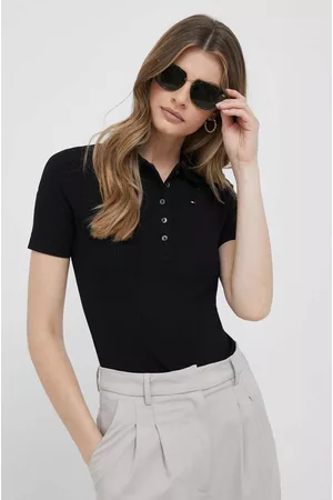 Tommy Hilfiger Kobieta T-shirty z Krótkimi Rękawami - Polo damski kolor czarny