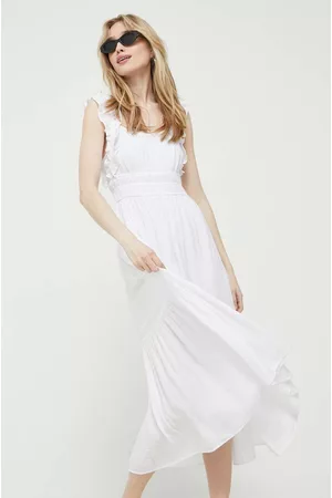 Abercrombie & Fitch Kobieta Sukienki Midi - Sukienka kolor biały midi rozkloszowana