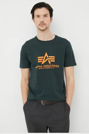 Alpha Industries T-shirt bawełniany kolor z nadrukiem 100501.353-DarkPetrol