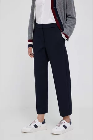 Tommy Hilfiger Kobieta Eleganckie - Spodnie damskie kolor granatowy fason cygaretki high waist