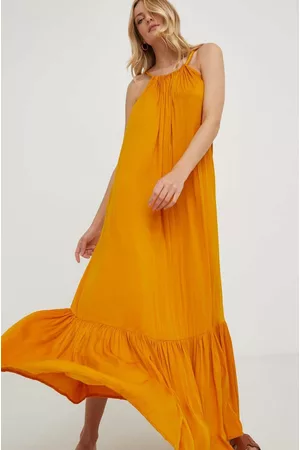 ANSWEAR Kobieta Oversize - Sukienka kolor pomarańczowy maxi oversize