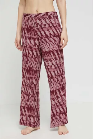 Calvin Klein Kobieta Spodnie - Spodnie piżamowe damskie kolor fioletowy