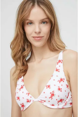 Hollister Kobieta Bikini - Biustonosz kąpielowy kolor biały miękka miseczka