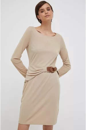 Ralph Lauren Kobieta Sukienki dopasowane - Sukienka kolor beżowy mini dopasowana