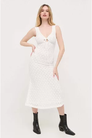Bardot Kobieta Sukienki Midi - Sukienka kolor biały midi prosta