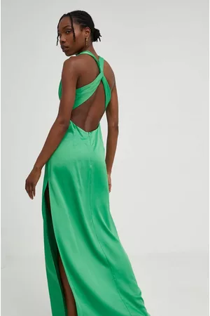 ANSWEAR Kobieta Sukienki dopasowane - Sukienka kolor zielony maxi dopasowana