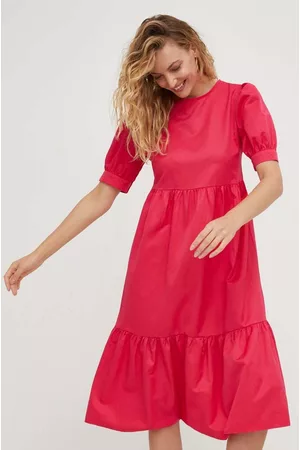 ANSWEAR Kobieta Oversize - Sukienka kolor różowy midi oversize