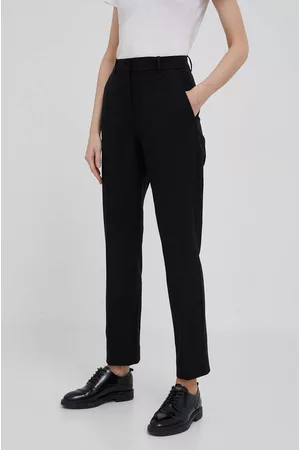 Calvin Klein Kobieta Eleganckie - Spodnie damskie kolor czarny fason cygaretki high waist