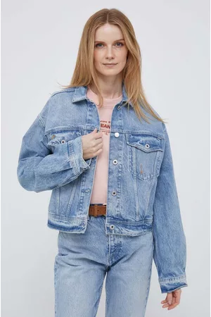 Pepe Jeans Kobieta Kurtki letnie i przejściowe - Kurtka jeansowa Turner Rainbow damska kolor niebieski przejściowa oversize