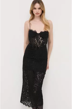 Bardot Kobieta Sukienki dopasowane - Sukienka kolor czarny midi dopasowana