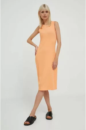 GAP Kobieta Sukienki dopasowane - Sukienka kolor pomarańczowy midi dopasowana