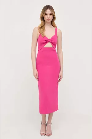Bardot Kobieta Sukienki dopasowane - Sukienka kolor różowy midi dopasowana