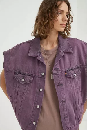 Levi's Kobieta Kamizelki - Bezrękawnik jeansowy kolor fioletowy przejściowy