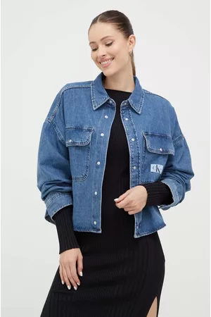 Calvin Klein Kobieta Kurtki jeansowe - Kurtka jeansowa damska kolor niebieski oversize