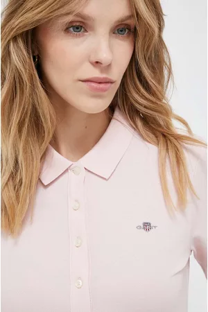 GANT Kobieta T-shirty z Krótkimi Rękawami - Polo bawełniane kolor różowy