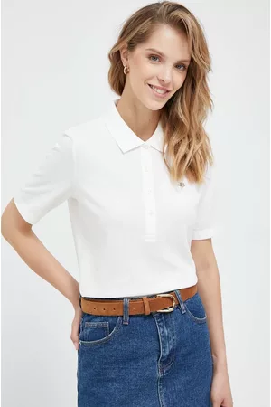 GANT Kobieta T-shirty z Krótkimi Rękawami - Polo bawełniane kolor biały