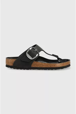Birkenstock Japonki skórzane Gizeh Big Buckle damskie kolor na płaskim obcasie 1023334
