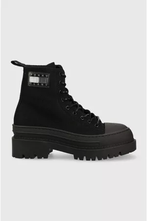 Tommy Hilfiger Botki TJW FOXING CANVAS BOOT damskie kolor na platformie EN0EN02216