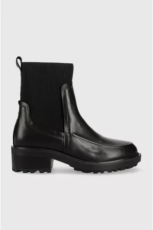 Tommy Hilfiger Botki skórzane FEMININE SEASONAL damskie kolor na platformie FW0FW07227