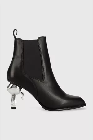 Karl Lagerfeld Sztyblety skórzane IKON HEEL damskie kolor na słupku KL39060
