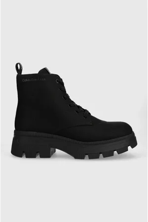 Calvin Klein Workery CHUNKY COMBAT LACEUP damskie kolor na płaskim obcasie YW0YW01239