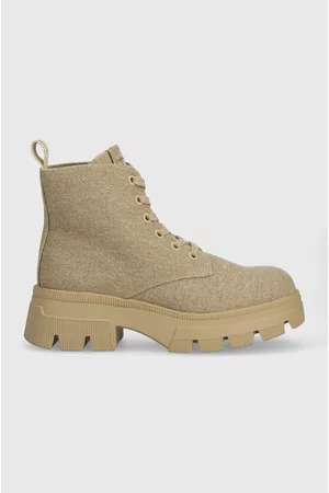 Calvin Klein Workery CHUNKY COMBAT LACEUP damskie kolor na płaskim obcasie YW0YW01239