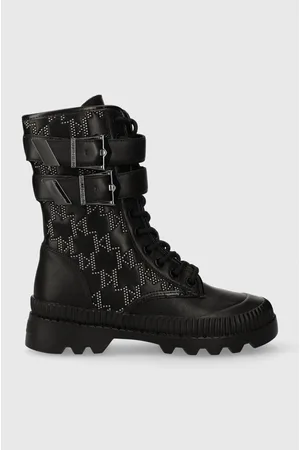 Karl Lagerfeld Workery skórzane TREKKA II KC damskie kolor na płaskim obcasie KL42586F